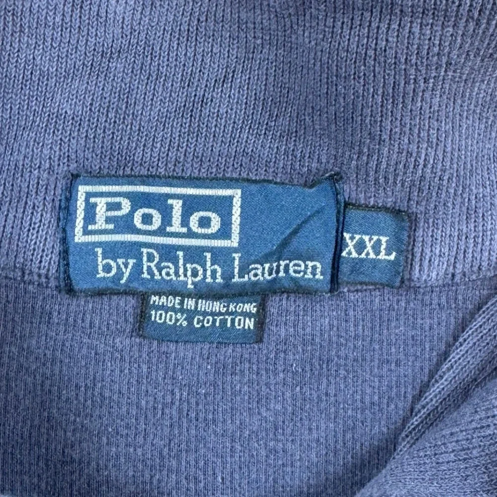 Polo Ralph Lauren Mens XXL Navy‎ Blue 1/4 Zip Pullover Cotton Rib Knit Vintage